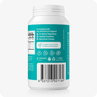 Conceive Plus Max Couples Fertility Bundle featuring back of Women’s Ovulation Support bottle with teal label, featuring nutrient benefits for ovulation regulation, menstrual support, suggested pairing with Women’s Fertility Support, icons, and barcode on a white background.
