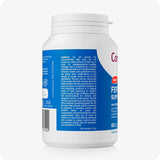 Conceive Plus Max Couples Fertility Bundle featuring side view of Men’s Fertility Support supplement bottle with detailed cautionary information, dosage instructions, and product barcode clearly printed on blue label, presented on a white background.