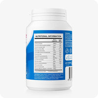 Conceive Plus Men's Fertility Support supplement bottle showing detailed nutritional information panel. Label lists key ingredients such as Vitamin A, E, C, B12, zinc, folate, magnesium, and green tea extract, along with L-arginine and maca root. Blue and white packaging with clear supplement facts section.